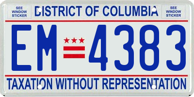 DC license plate EM4383