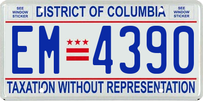 DC license plate EM4390