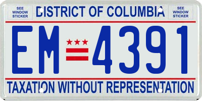 DC license plate EM4391