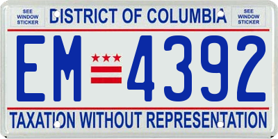 DC license plate EM4392