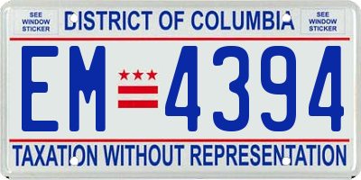 DC license plate EM4394