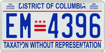 DC license plate EM4396