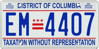 DC license plate EM4407