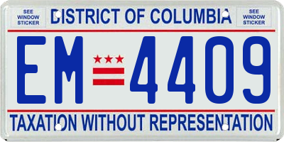 DC license plate EM4409