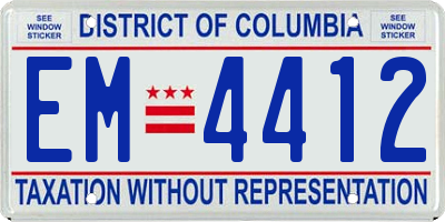 DC license plate EM4412