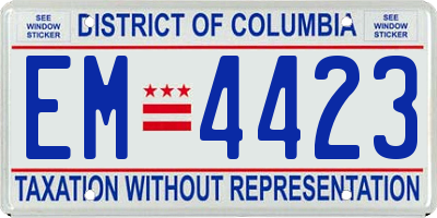 DC license plate EM4423