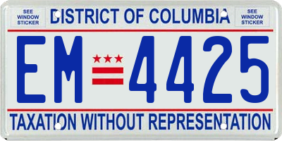 DC license plate EM4425