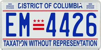 DC license plate EM4426