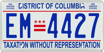 DC license plate EM4427