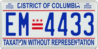 DC license plate EM4433