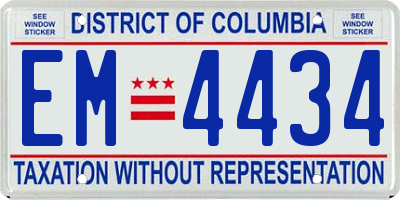 DC license plate EM4434