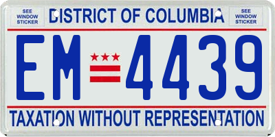 DC license plate EM4439