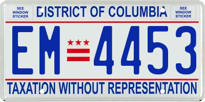 DC license plate EM4453