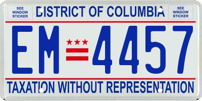 DC license plate EM4457