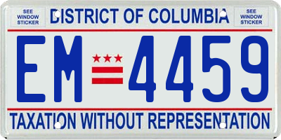 DC license plate EM4459