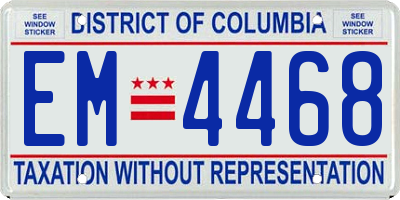 DC license plate EM4468