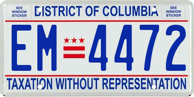 DC license plate EM4472