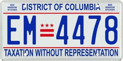 DC license plate EM4478