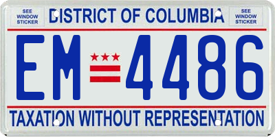 DC license plate EM4486