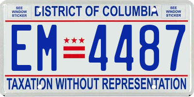 DC license plate EM4487