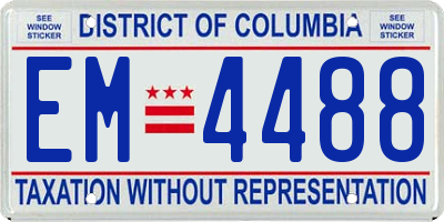 DC license plate EM4488