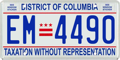 DC license plate EM4490