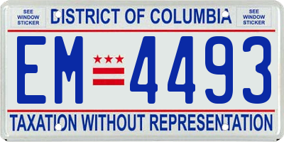 DC license plate EM4493