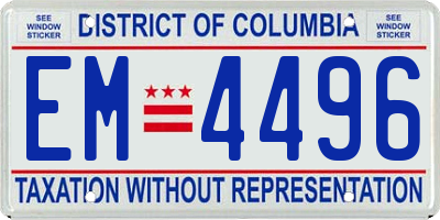 DC license plate EM4496