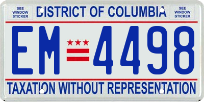 DC license plate EM4498