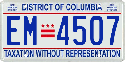 DC license plate EM4507