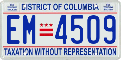 DC license plate EM4509