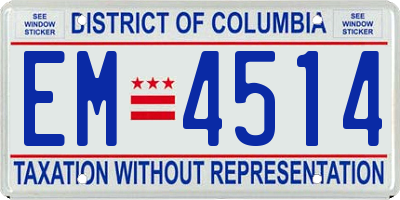 DC license plate EM4514