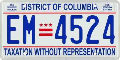 DC license plate EM4524