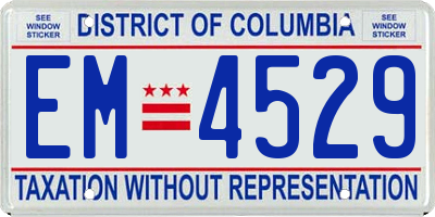 DC license plate EM4529