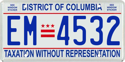 DC license plate EM4532