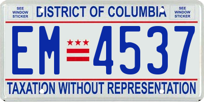 DC license plate EM4537