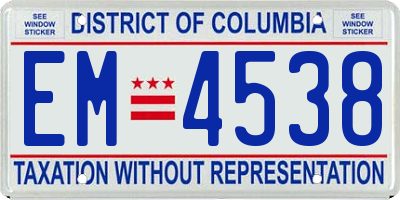 DC license plate EM4538