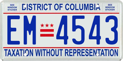 DC license plate EM4543