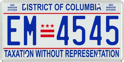 DC license plate EM4545