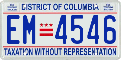 DC license plate EM4546