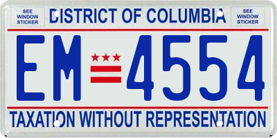 DC license plate EM4554