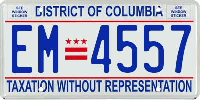 DC license plate EM4557