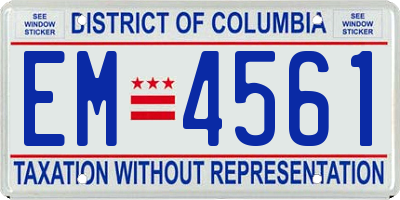 DC license plate EM4561