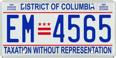 DC license plate EM4565