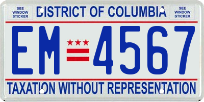 DC license plate EM4567