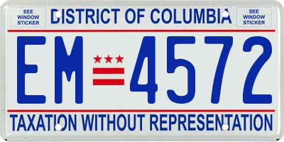 DC license plate EM4572