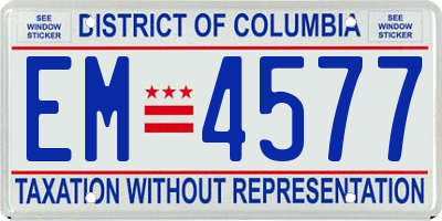 DC license plate EM4577