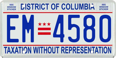 DC license plate EM4580