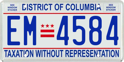 DC license plate EM4584