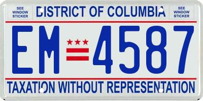 DC license plate EM4587